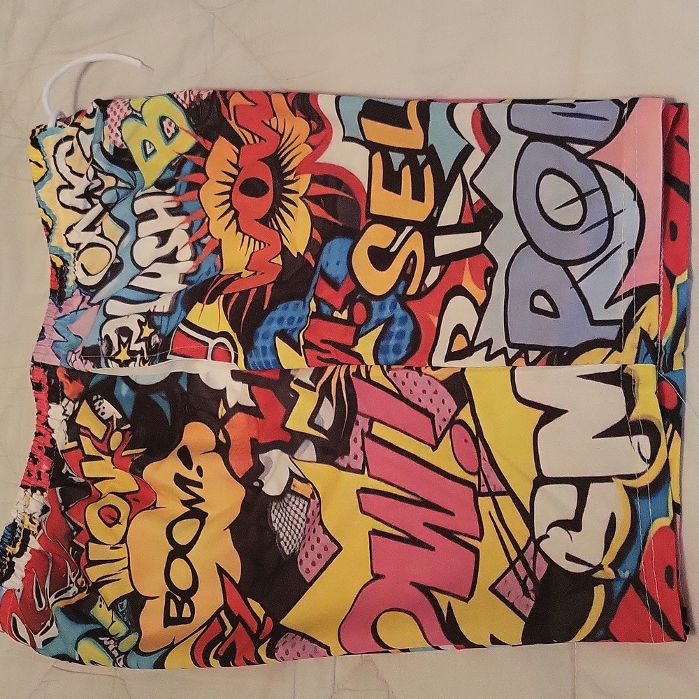 NEW Colorful Comic Print Swim Trunks